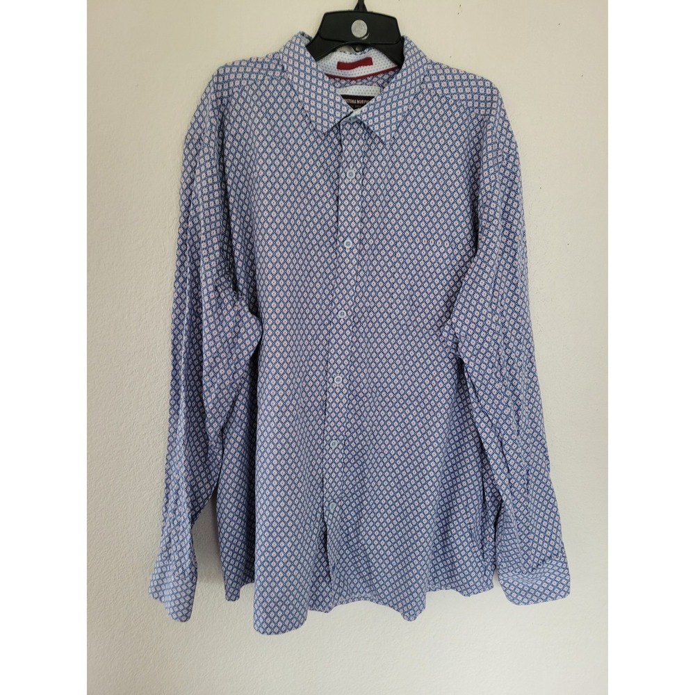Johnston & Murphy Mens XXL Blue Geometric Diamond Button Down Shirt Long Slv #15